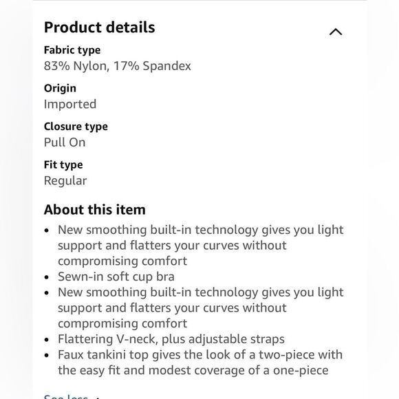 Land's End one piece swimsuit slender suit fabric fauxkini black floral palm 14 - Picture 6 of 7